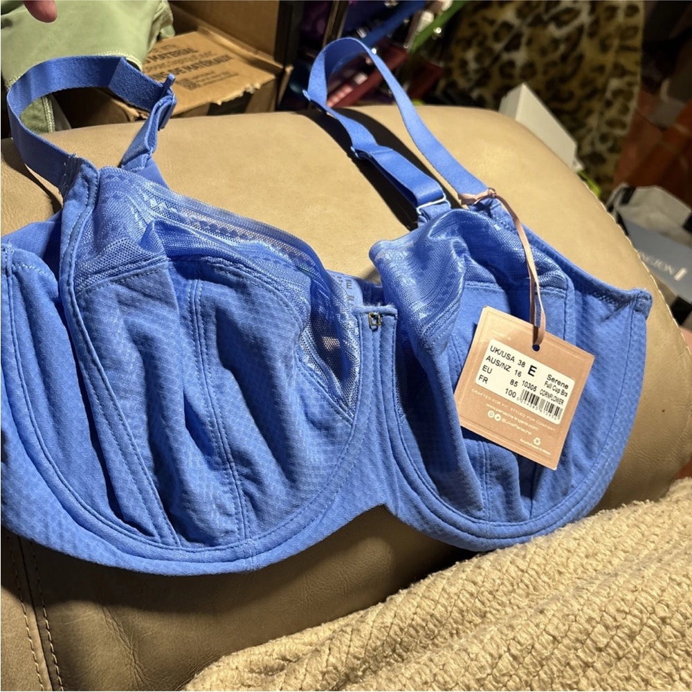 Panache Serene Vibrant Cornflower Blue Full-Cup Bra Size 38E. NWT!